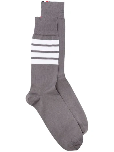 Shop Thom Browne 4-bar Stripe Socks In Grey