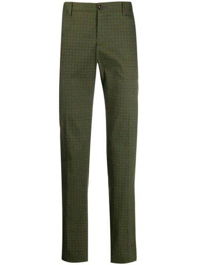 Shop Etro Paisley Print Trousers In 500 Green