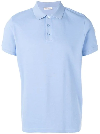 Shop Moncler Logo Polo Shirt In Blue