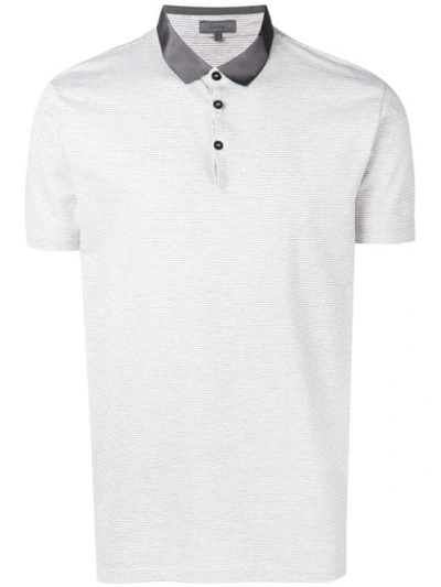 Shop Lanvin Striped Polo Shirt In White