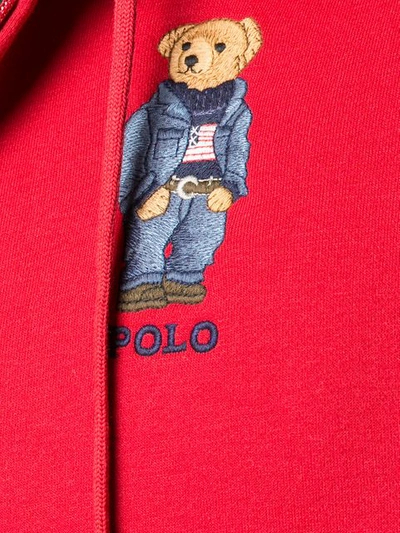 Shop Polo Ralph Lauren Kapuzenjacke Mit Teddybärenstickerei In Red