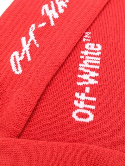Shop Off-white Logo Print Socks In 2001 Red White