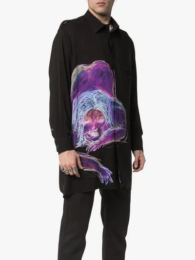 YOHJI YAMAMOTO PRINTED LONG SHIRT - 黑色