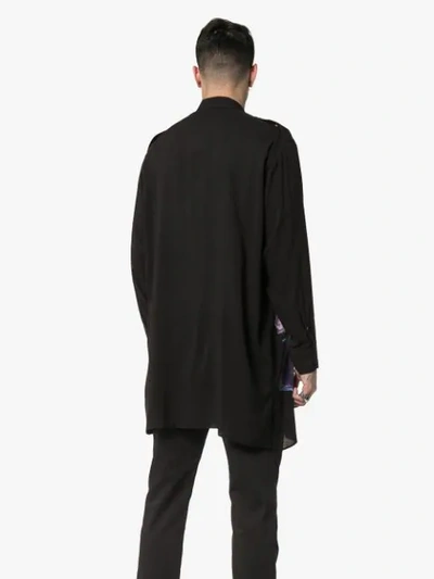 Shop Yohji Yamamoto Printed Long Shirt In Black