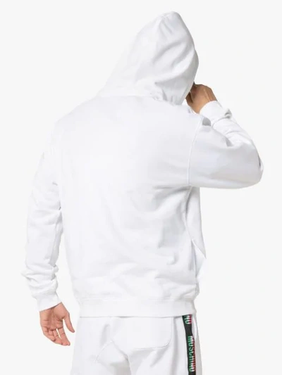 Shop Moschino Italy Logo Cotton Hoodie In White