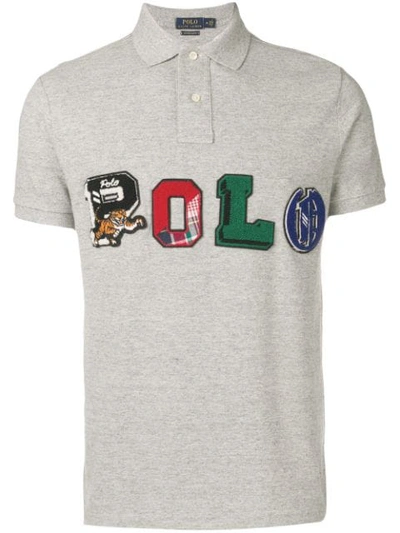 Shop Polo Ralph Lauren Patch Logo Embroidered T-shirt In Grey