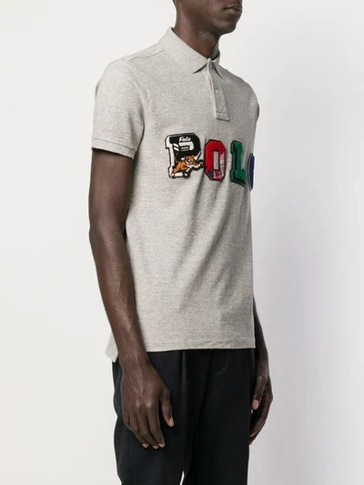 Shop Polo Ralph Lauren Patch Logo Embroidered T-shirt In Grey