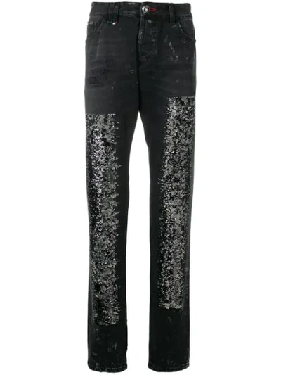 Shop Philipp Plein Sequins Jeans In Black
