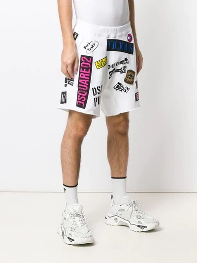 Shop Dsquared2 Logo Track Shorts In White