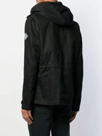 Shop Saint Laurent Logo Patch Hooded Jacket In Black