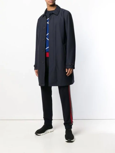 Shop Z Zegna Basic Trench Coat In Blue