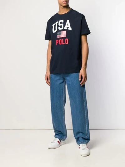 Shop Polo Ralph Lauren 'usa Polo' T-shirt In Blue
