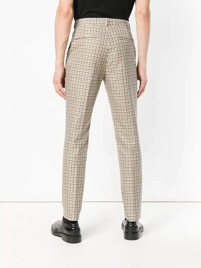 Shop Kenzo Checkered Print Tailored Trousers In 12 Camel Clair
