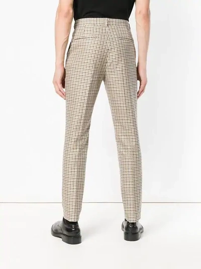 Kenzo Checkered Print Tailored Trousers In 12 Camel Clair