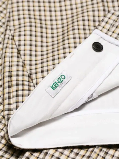 Kenzo Checkered Print Tailored Trousers In 12 Camel Clair