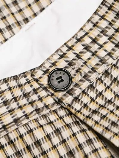 Kenzo Checkered Print Tailored Trousers In 12 Camel Clair