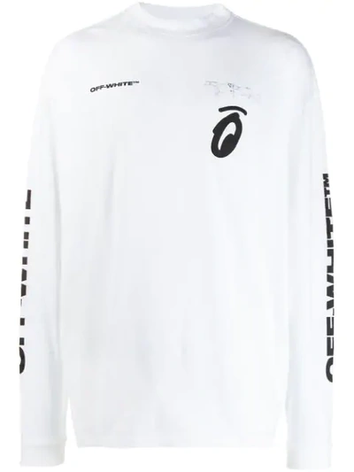 Shop Off-white Contrasting Logo Long-sleeve T-shirt In White