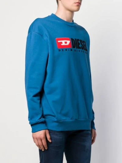Shop Diesel Contrast Logo Sweatshirt In Blue