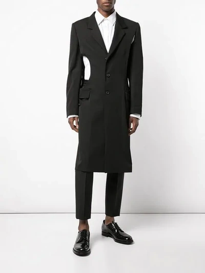 Shop Yohji Yamamoto Long Cut-out Blazer In Black