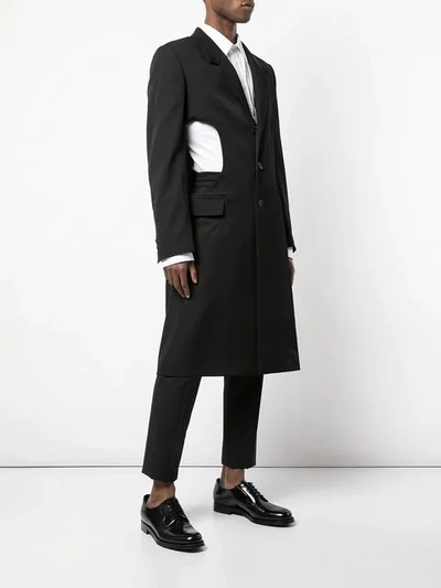 Shop Yohji Yamamoto Long Cut-out Blazer In Black