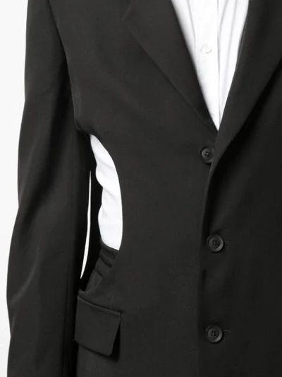 Shop Yohji Yamamoto Long Cut-out Blazer In Black