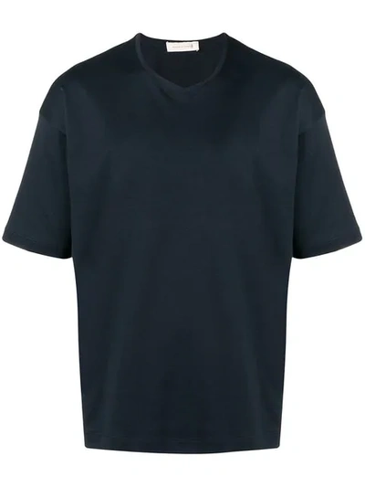 Shop Mackintosh V-neck T-shirt In Blue