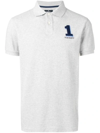 Shop Hackett Number 1 Logo Polo Shirt In Grey