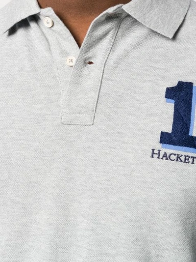 Shop Hackett Number 1 Logo Polo Shirt In Grey