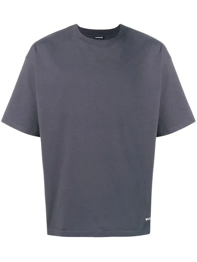 Shop Balenciaga Embroidered Logo T-shirt In Grey