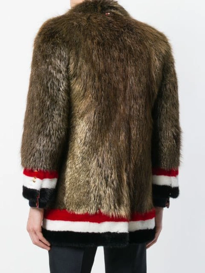 Shop Thom Browne Painted Beaver Fur Sack Overcoat In Brown