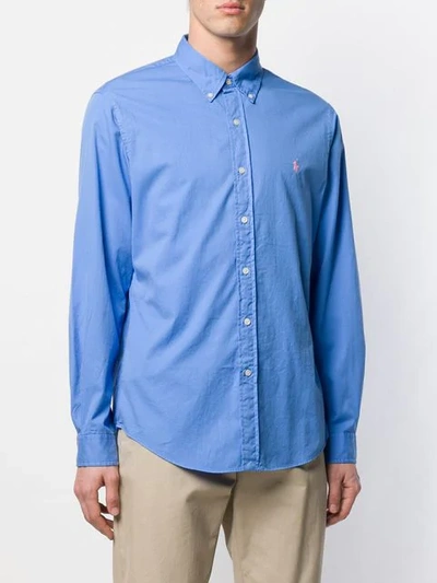 Shop Ralph Lauren Embroidered Pony Shirt In 009 Hrb Is Blue