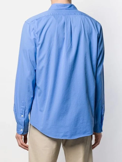 Shop Ralph Lauren Embroidered Pony Shirt In 009 Hrb Is Blue
