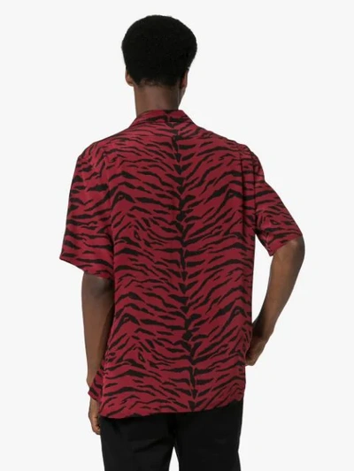 Shop Saint Laurent Animal Print Shirt In Red