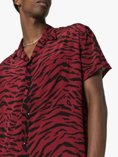 Shop Saint Laurent Animal Print Shirt In Red