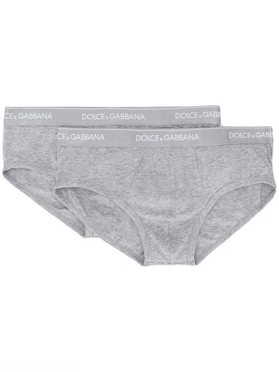Shop Dolce & Gabbana Branded Briefs In Grey