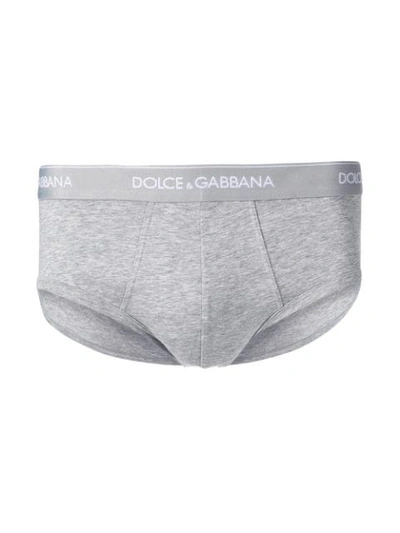 Shop Dolce & Gabbana Branded Briefs In Grey