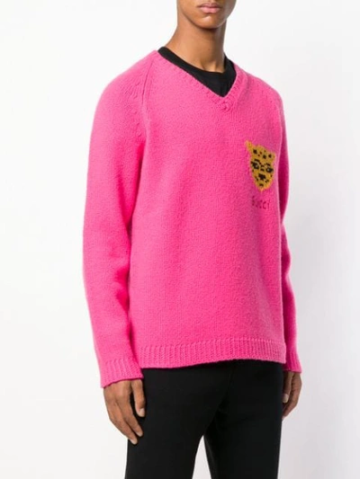 Shop Gucci Leopard Knit Sweater In Pink