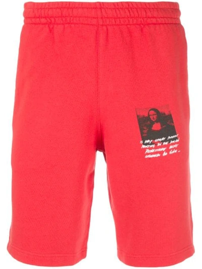 Shop Off-white Mona Lisa Printed Track Shorts In Red