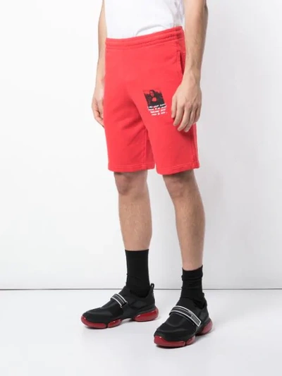 Shop Off-white Mona Lisa Printed Track Shorts In Red