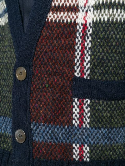 Shop Thom Browne 4-bar Oversized Plaid Cardigan In Red