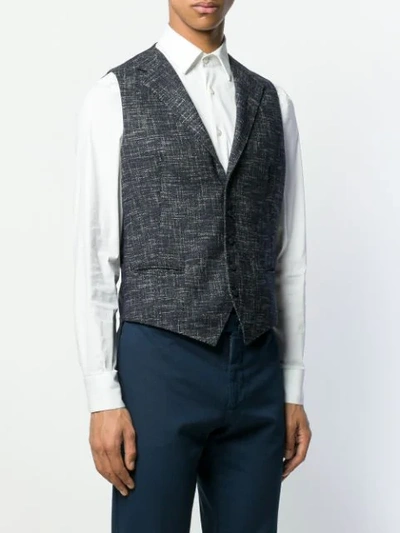 Shop Tagliatore Tweed Waistcoat In Blue