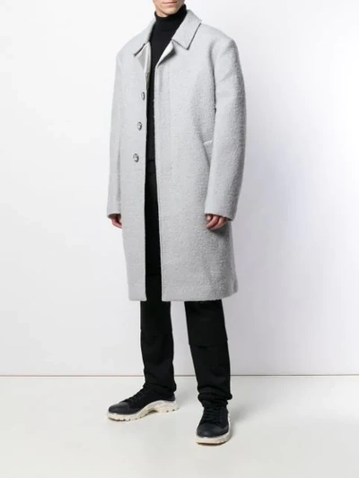 Shop Raf Simons Oversized Single-breasted Coat In Grey