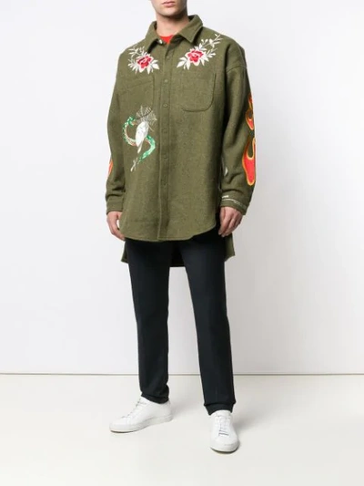 Shop Readymade Oversized Fit Shirt In Green