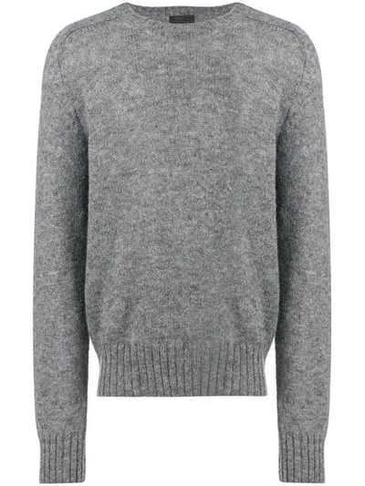 Shop Prada Melierter Pullover Mit Rundhalsausschnitt In Grey
