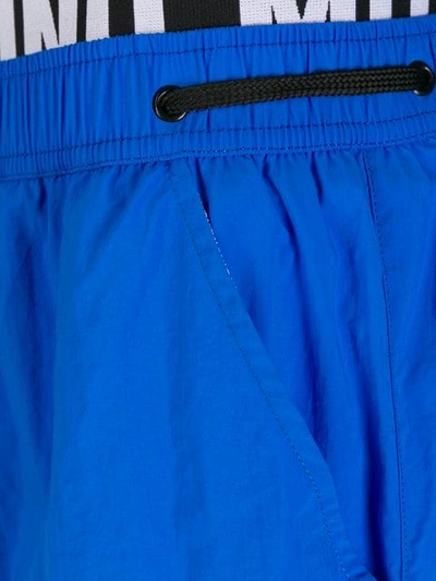 Shop Moschino Logo Drawstring Swim Shorts - Blue
