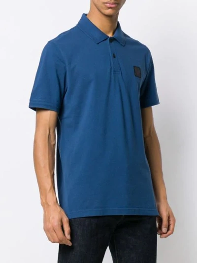 Shop Belstaff Logo Patch Polo Shirt In Blue