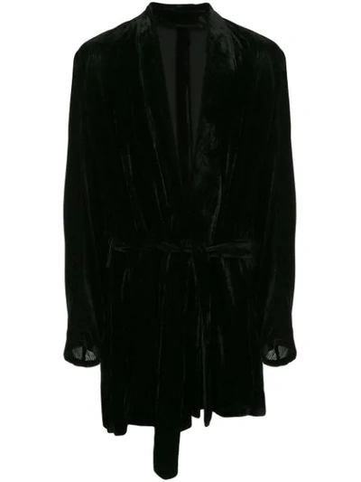 Shop Ann Demeulemeester Long Corduroy Robe Jacket - Black