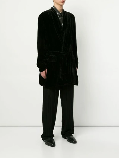 Shop Ann Demeulemeester Long Corduroy Robe Jacket - Black