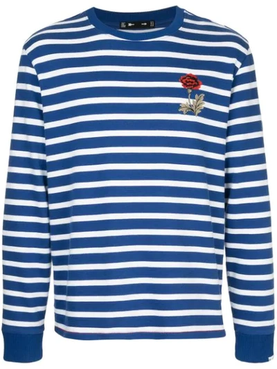 Shop The Upside Embroidered Flower Striped Sweater - Blue