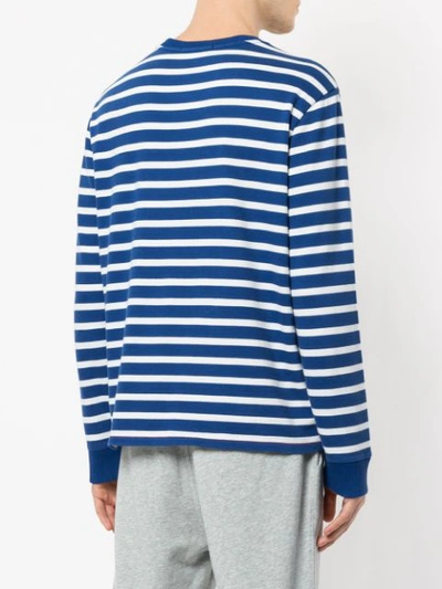 Shop The Upside Embroidered Flower Striped Sweater - Blue